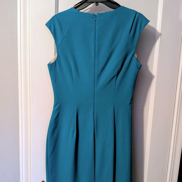 Side ruched turquoise dress by Calvin Klein - Picture 2 of 3